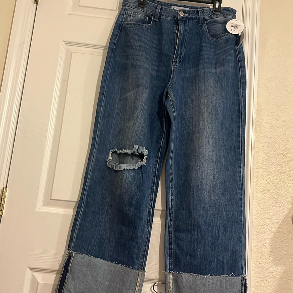 Dixie Fît size 13/31 color Bleu, High rise, WIDE LEG , MEGA CUFF